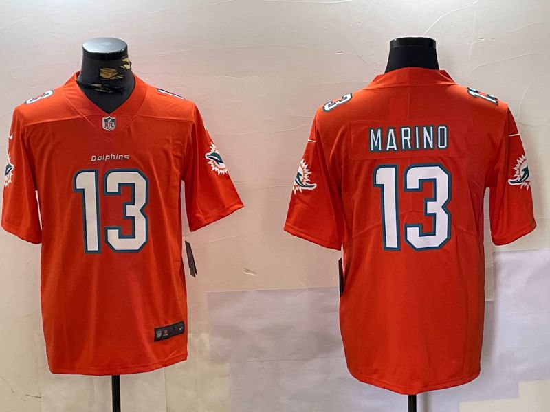 Men Miami Dolphins #13 Marino Orange 2024 Nike Limited NFL Jersey style 4